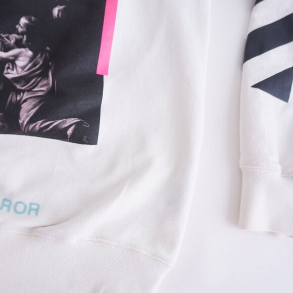 Off-White Caravaggio Hooded Cotton Streetwear Sweatshirt White Size Large - Picture 7 of 16